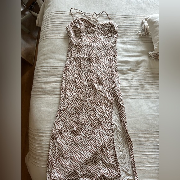 Zara Brown and Cream Striped Maxi Dress - Picture 1 of 5